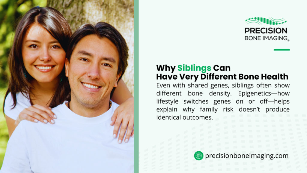 Smiling brother and sister outdoors, illustrating why siblings can have very different bone health outcomes despite shared genetics.